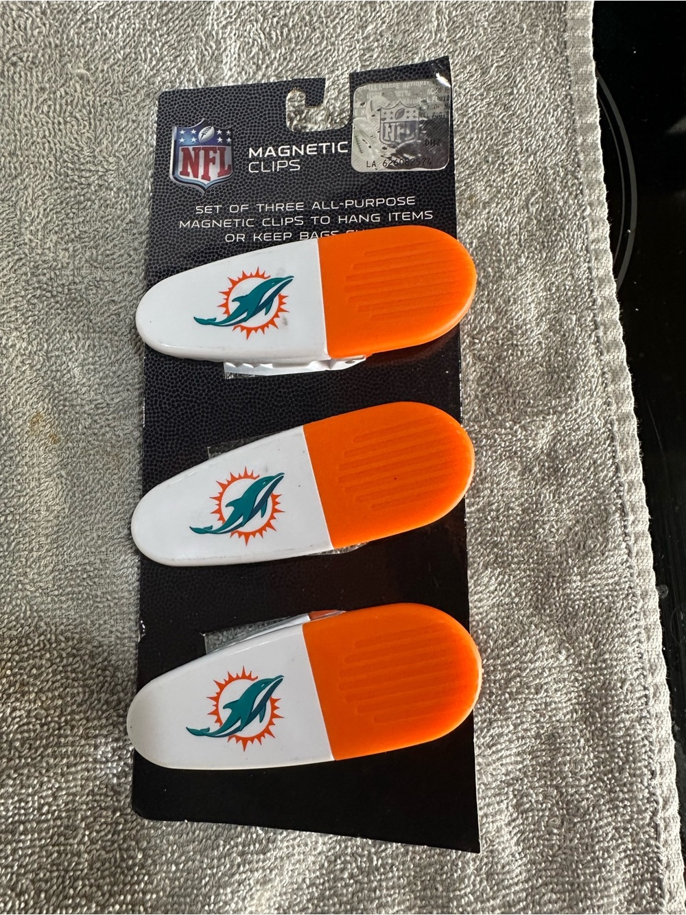 NFL Miami Dolphins Orange and White Magnetic Clips - 3-Pack